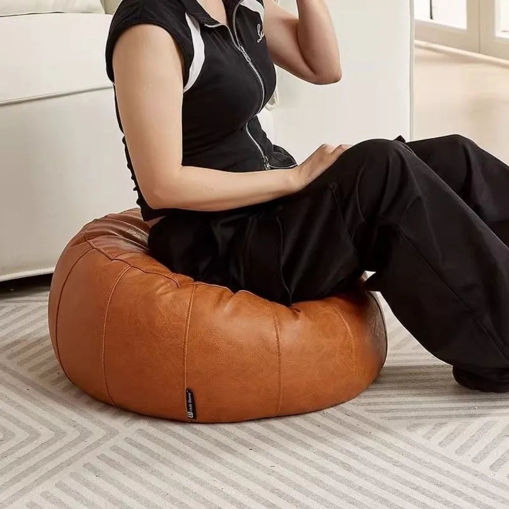 PU Leather Storage Pouf