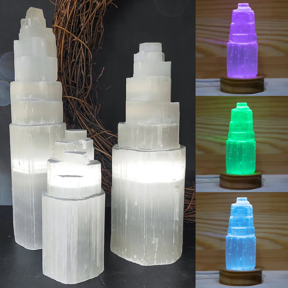 White Selenite Crystal Tower