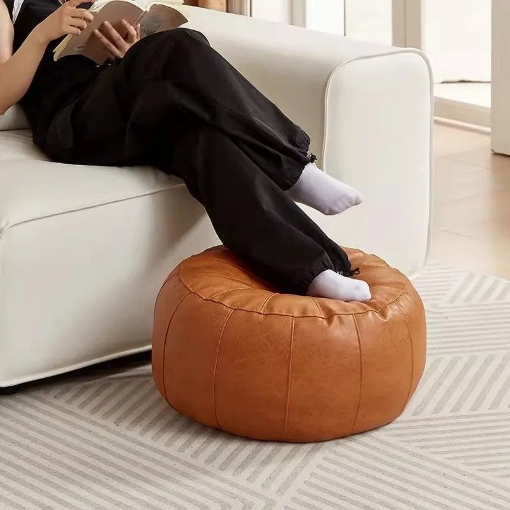 PU Leather Storage Pouf