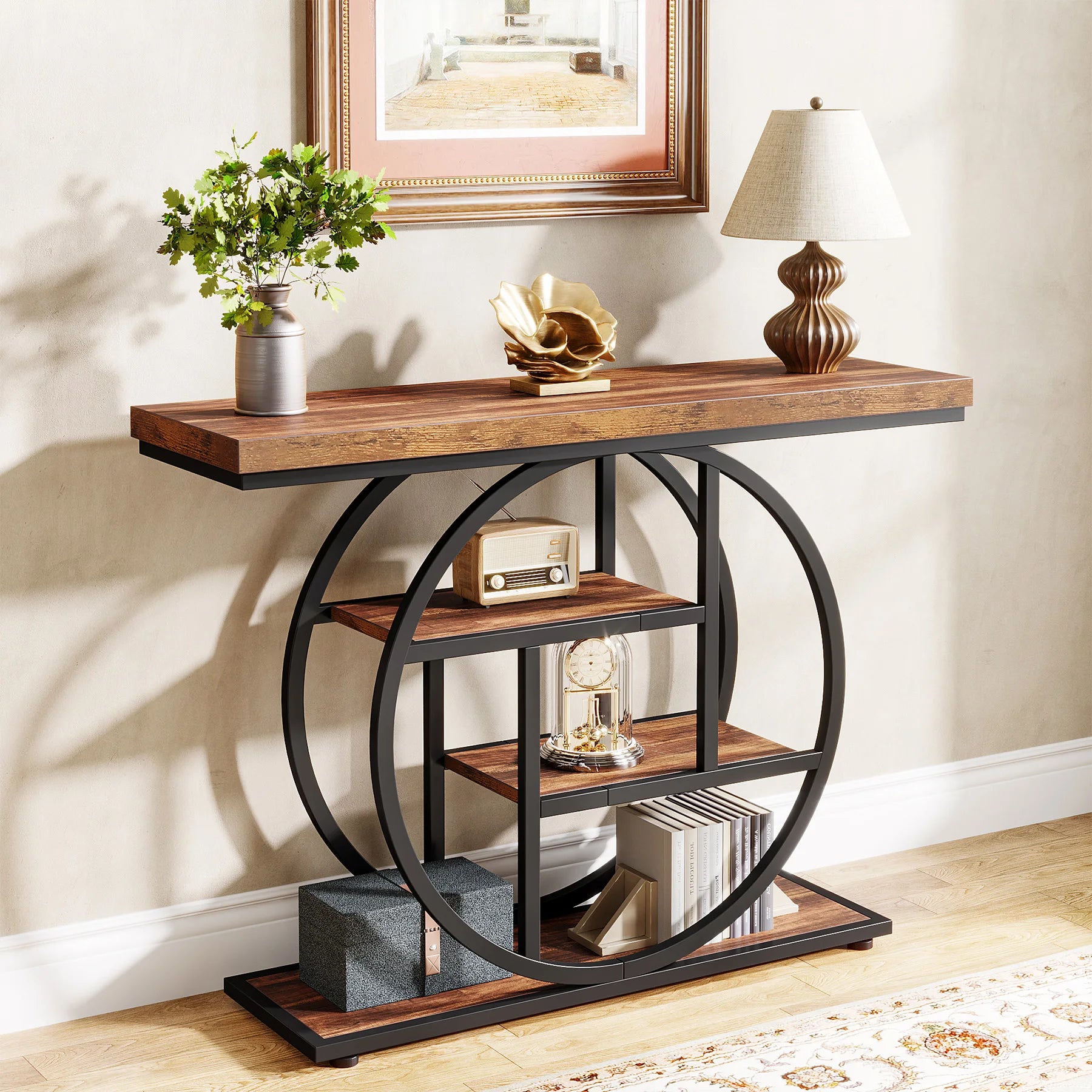 Industrial 4-Tier Console Table