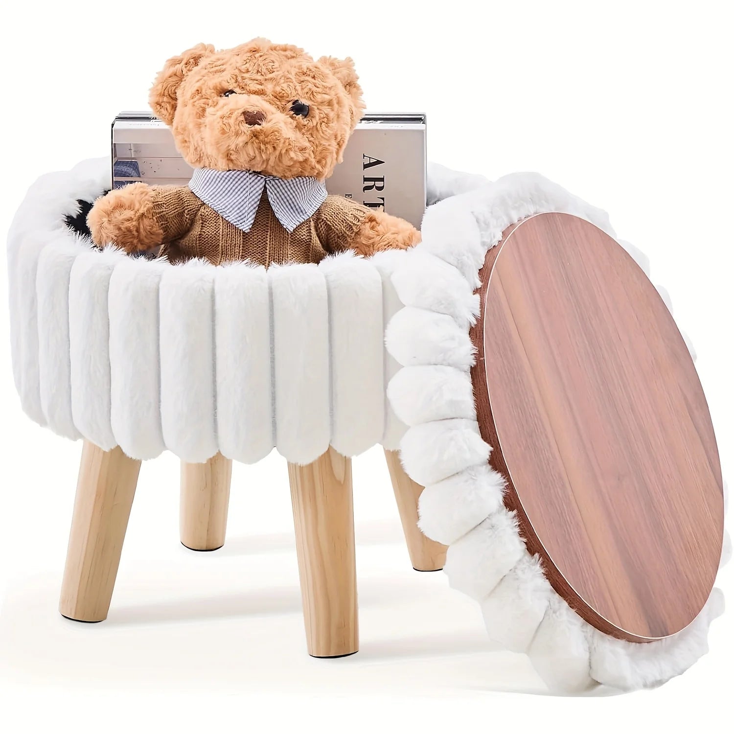 Velvet Round Ottoman Stool