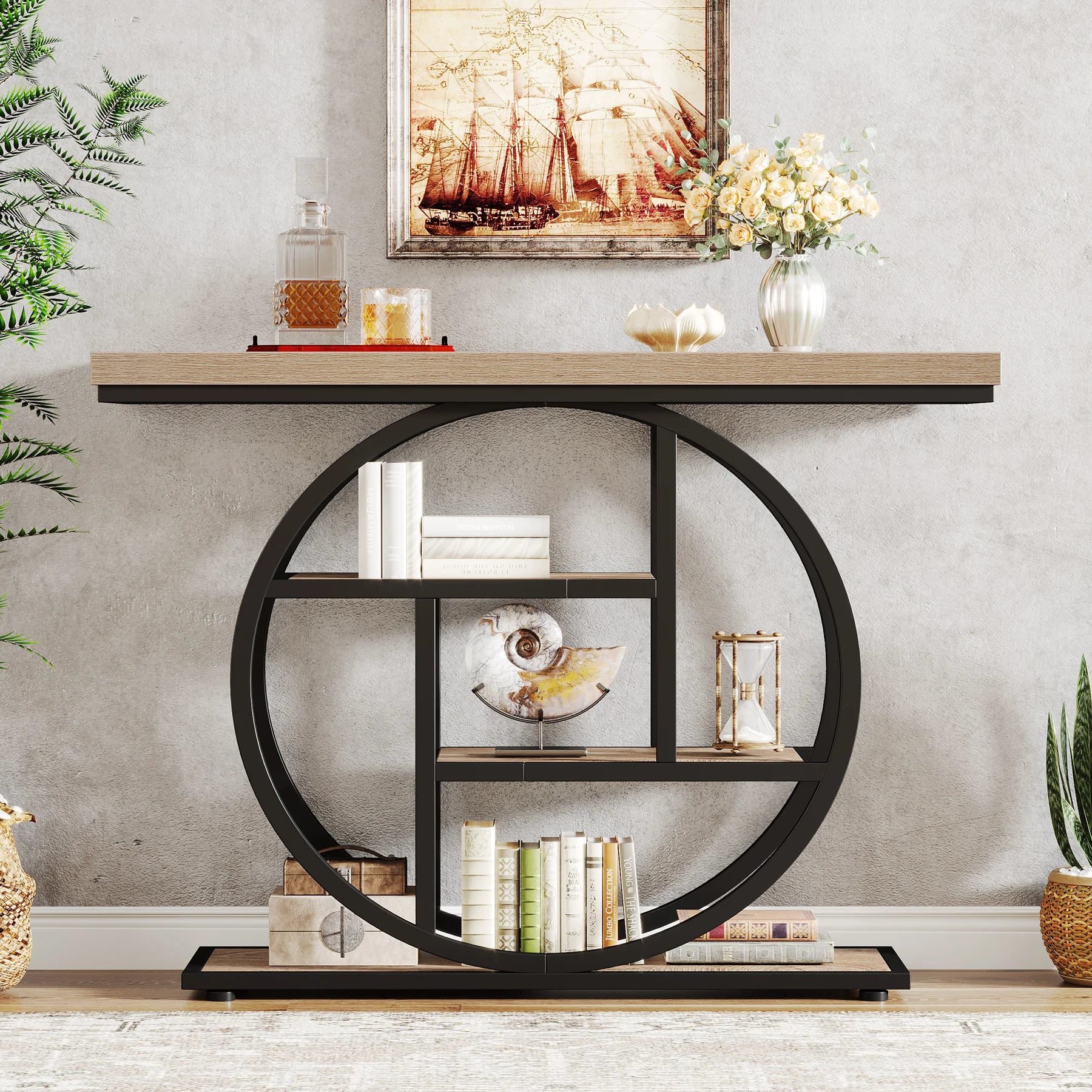 Industrial 4-Tier Console Table