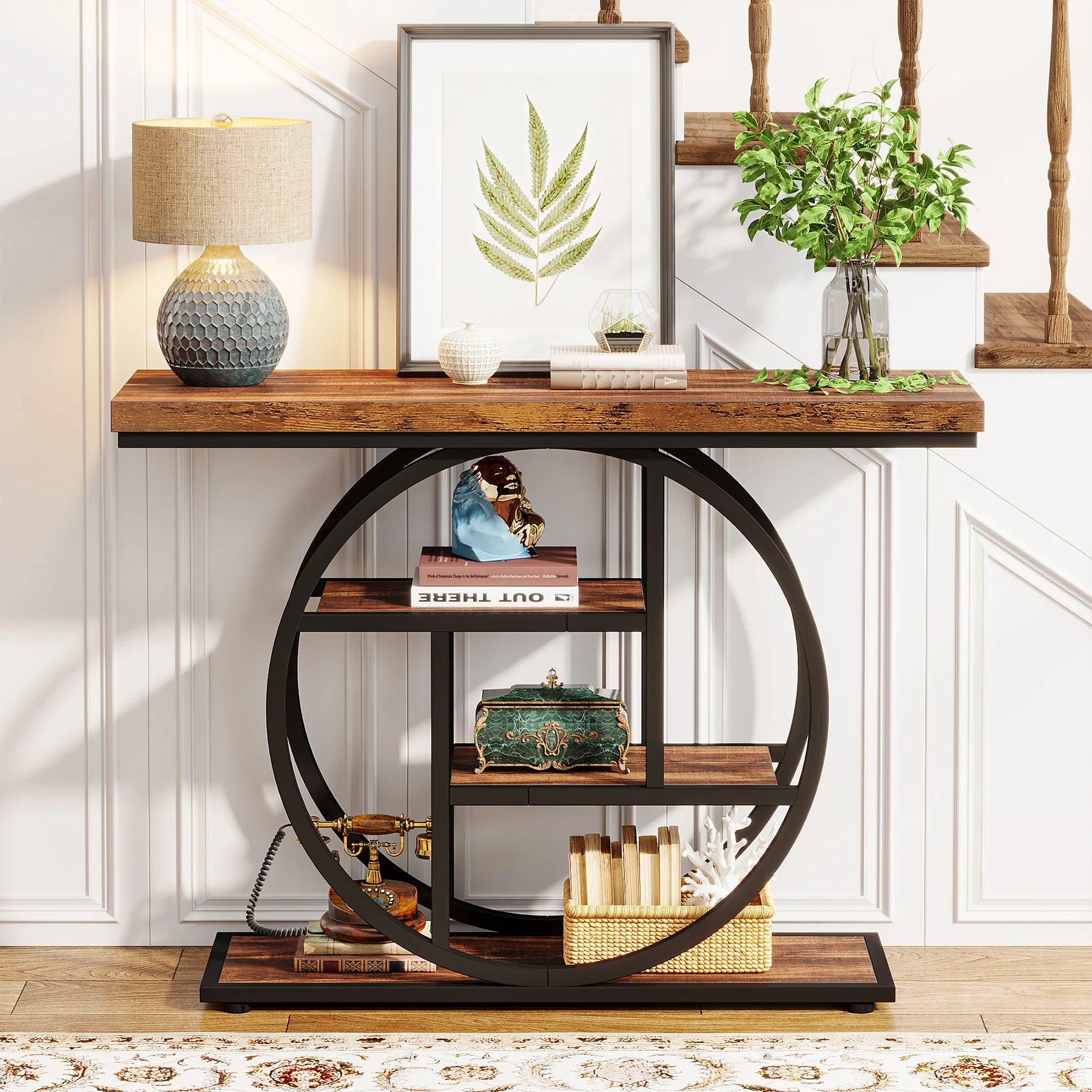 Industrial 4-Tier Console Table