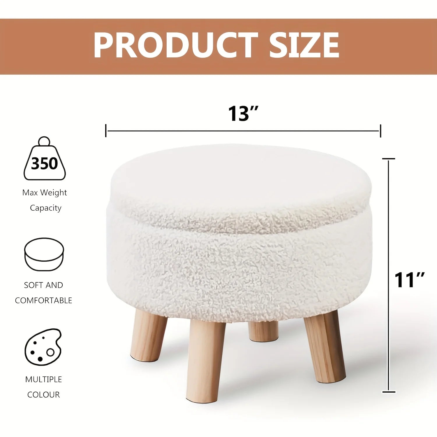 Velvet Round Ottoman Stool