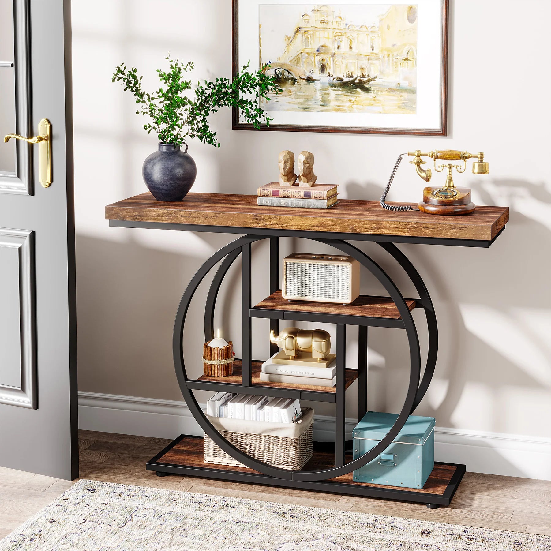 Industrial 4-Tier Console Table