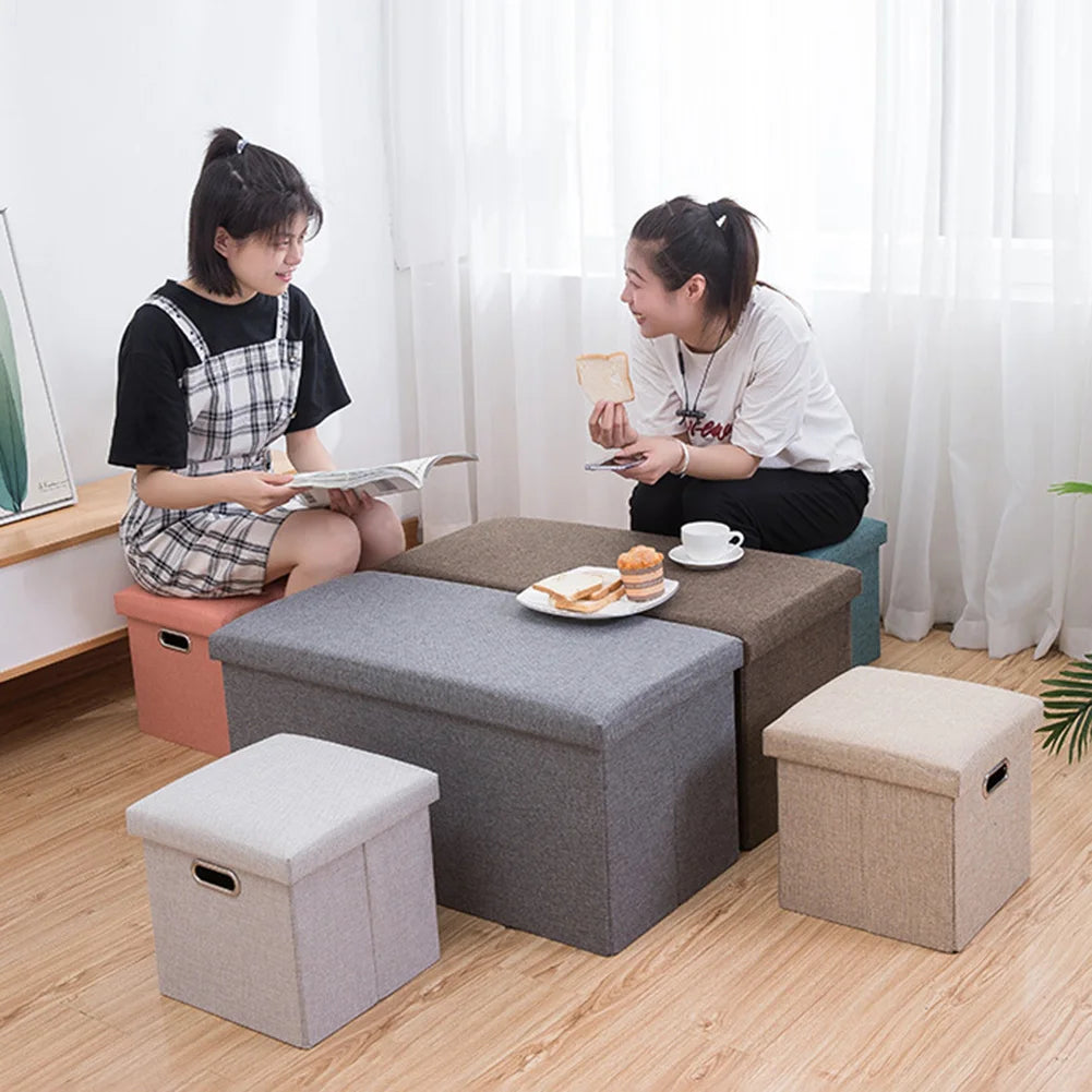 Folding Storage Ottoman Cube