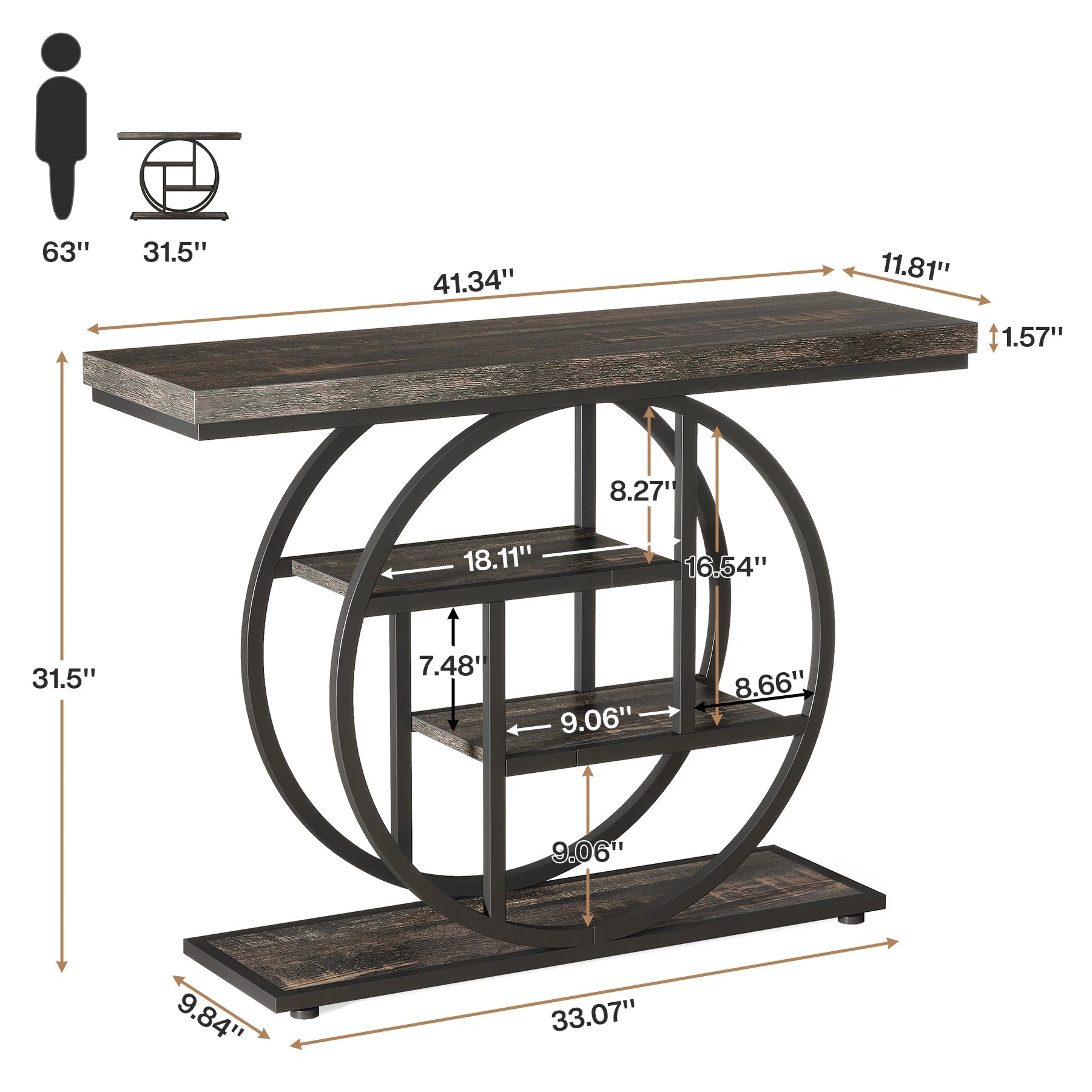 Industrial 4-Tier Console Table