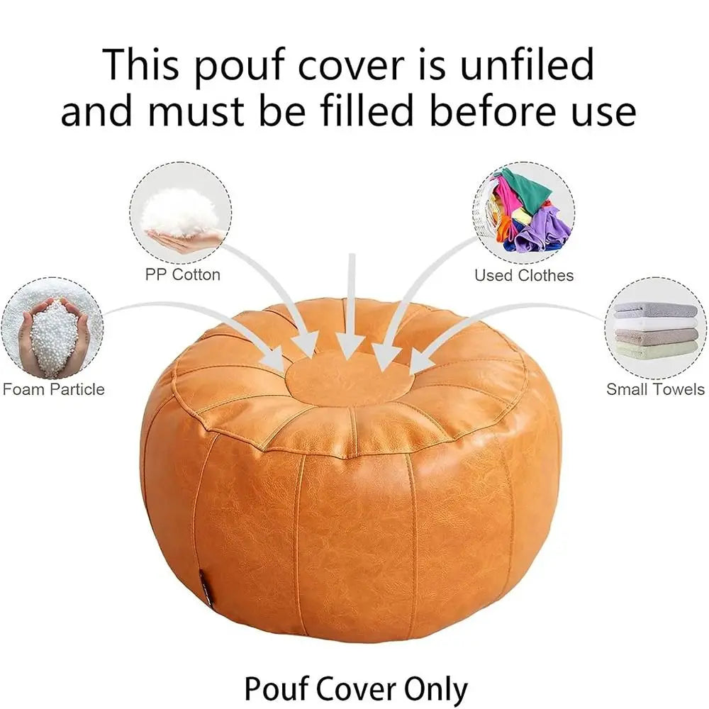 PU Leather Storage Pouf