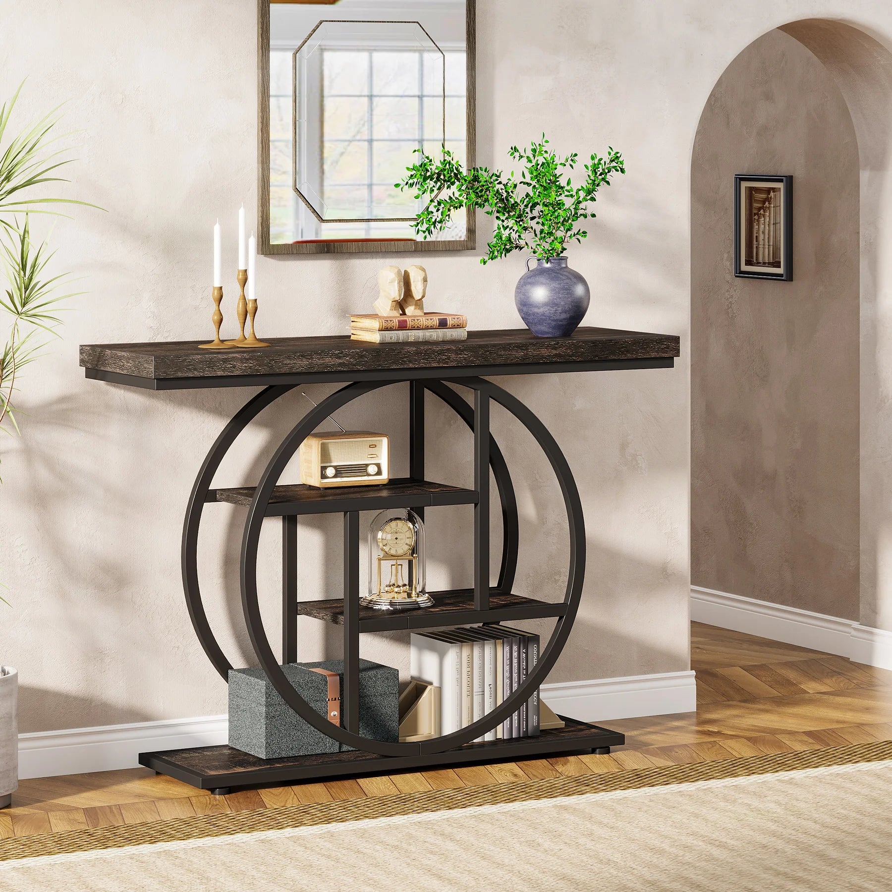 Industrial 4-Tier Console Table