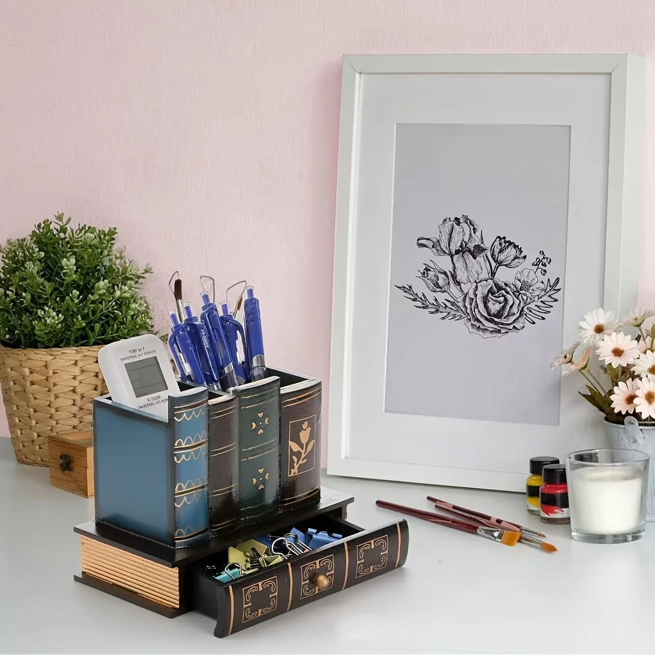 Vintage Wooden Pen Holder