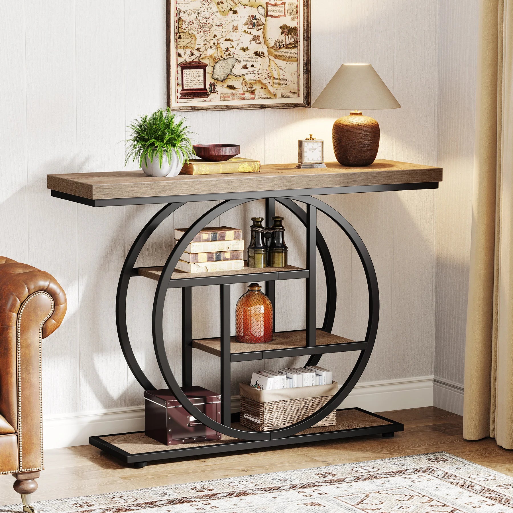 Industrial 4-Tier Console Table