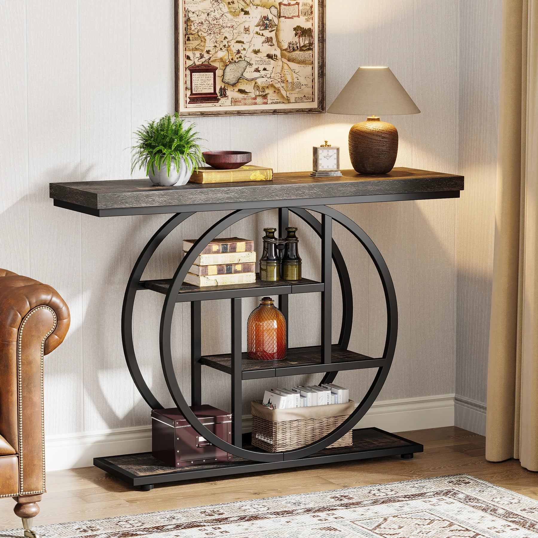 Industrial 4-Tier Console Table