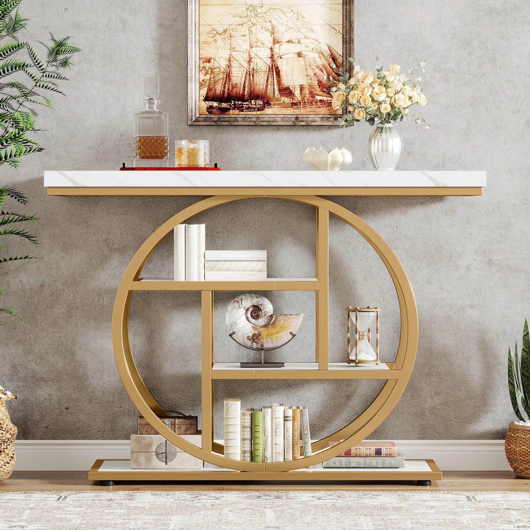 Industrial 4-Tier Console Table