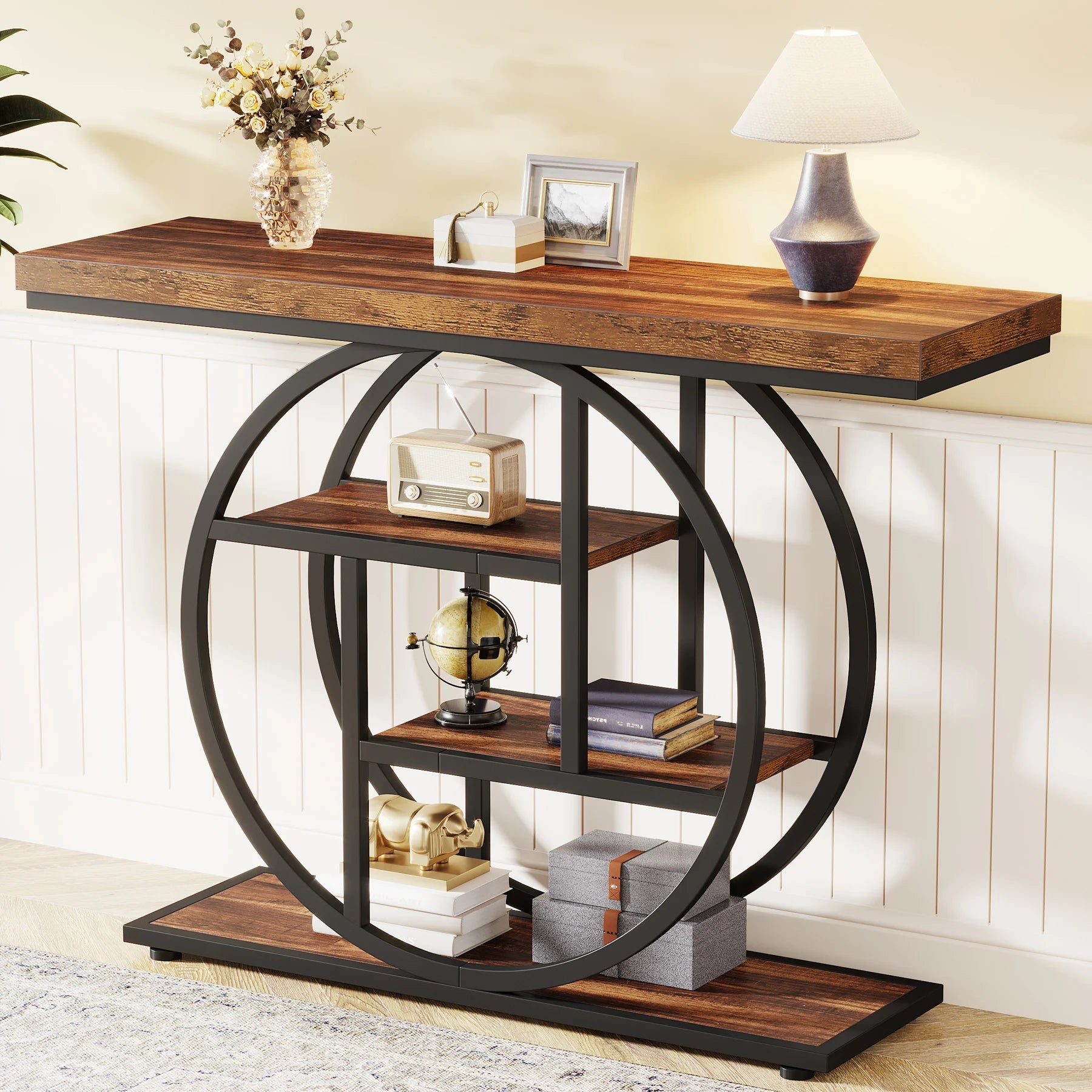 Industrial 4-Tier Console Table