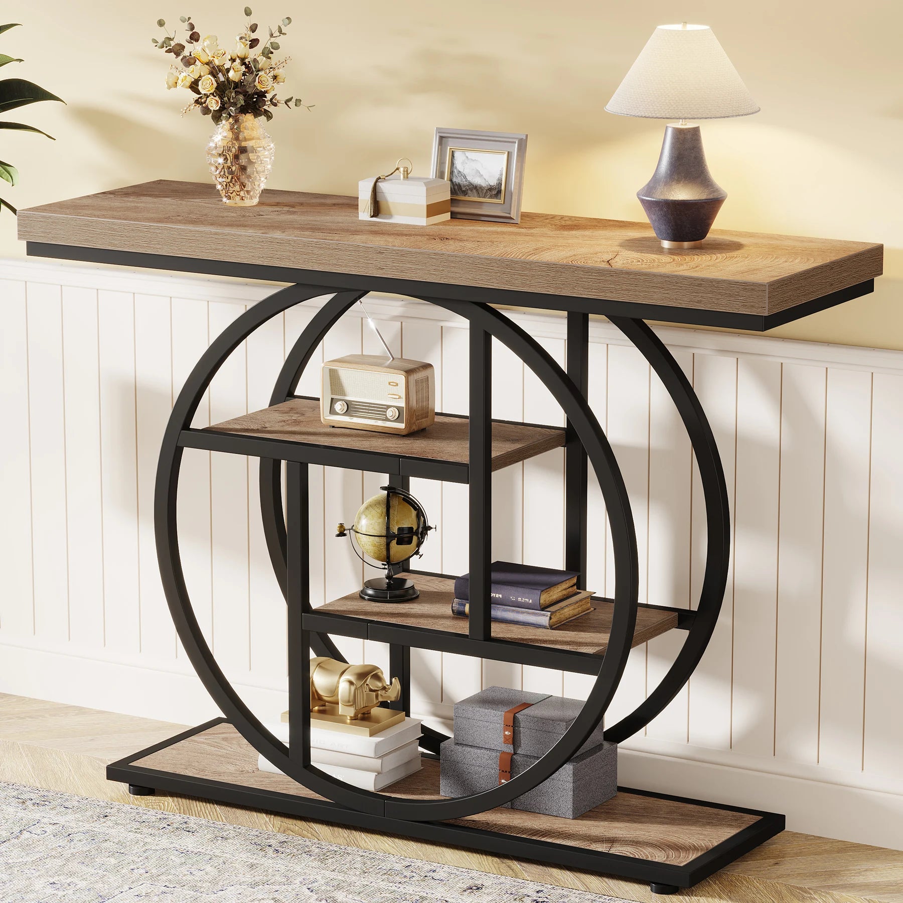 Industrial 4-Tier Console Table
