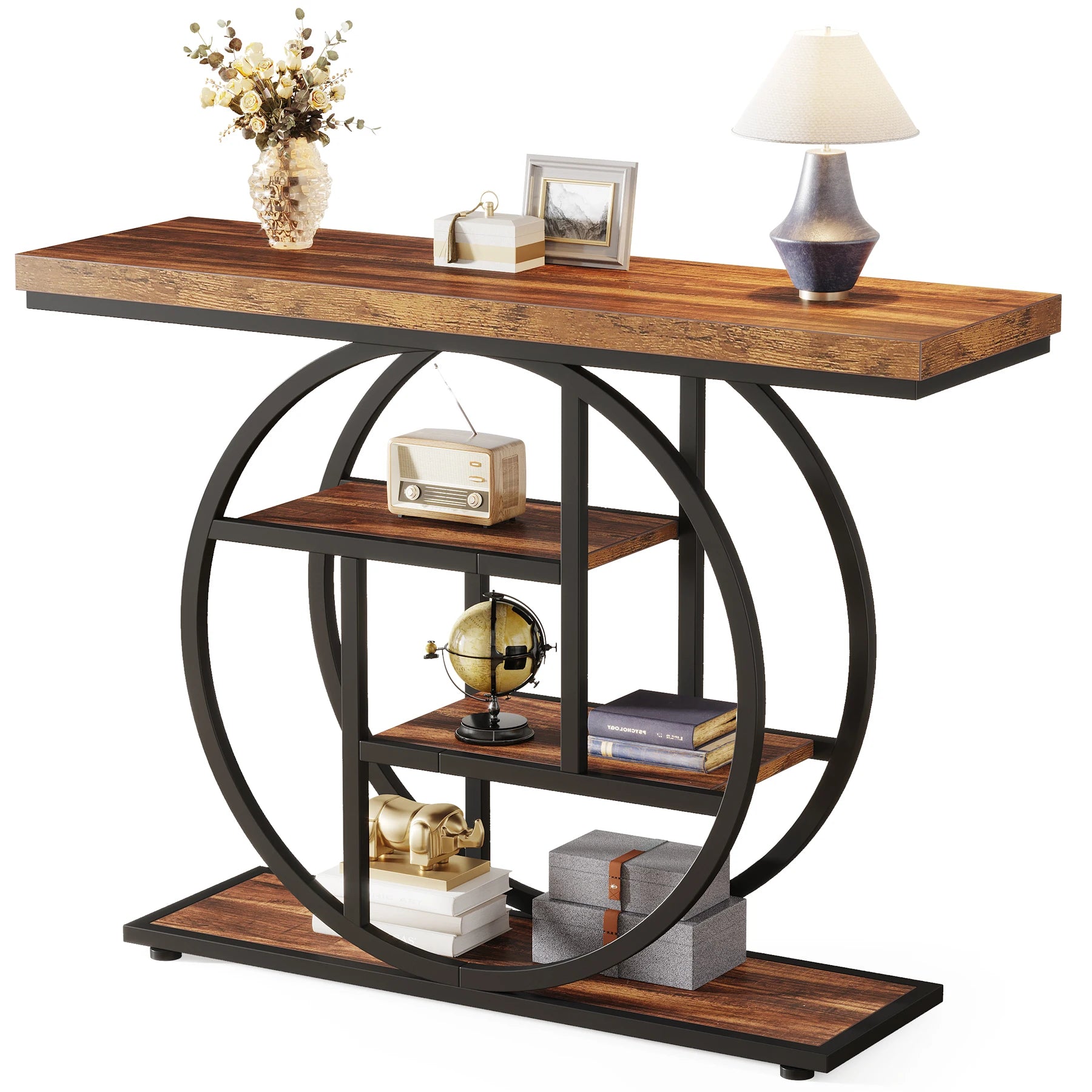 Industrial 4-Tier Console Table