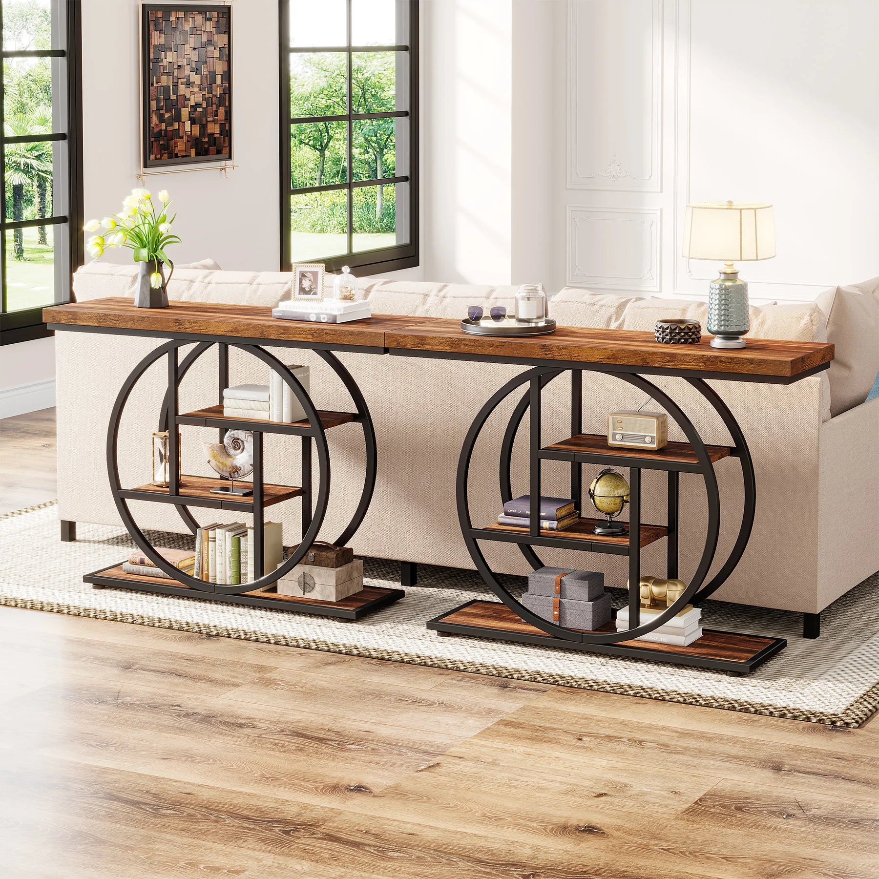 Industrial 4-Tier Console Table