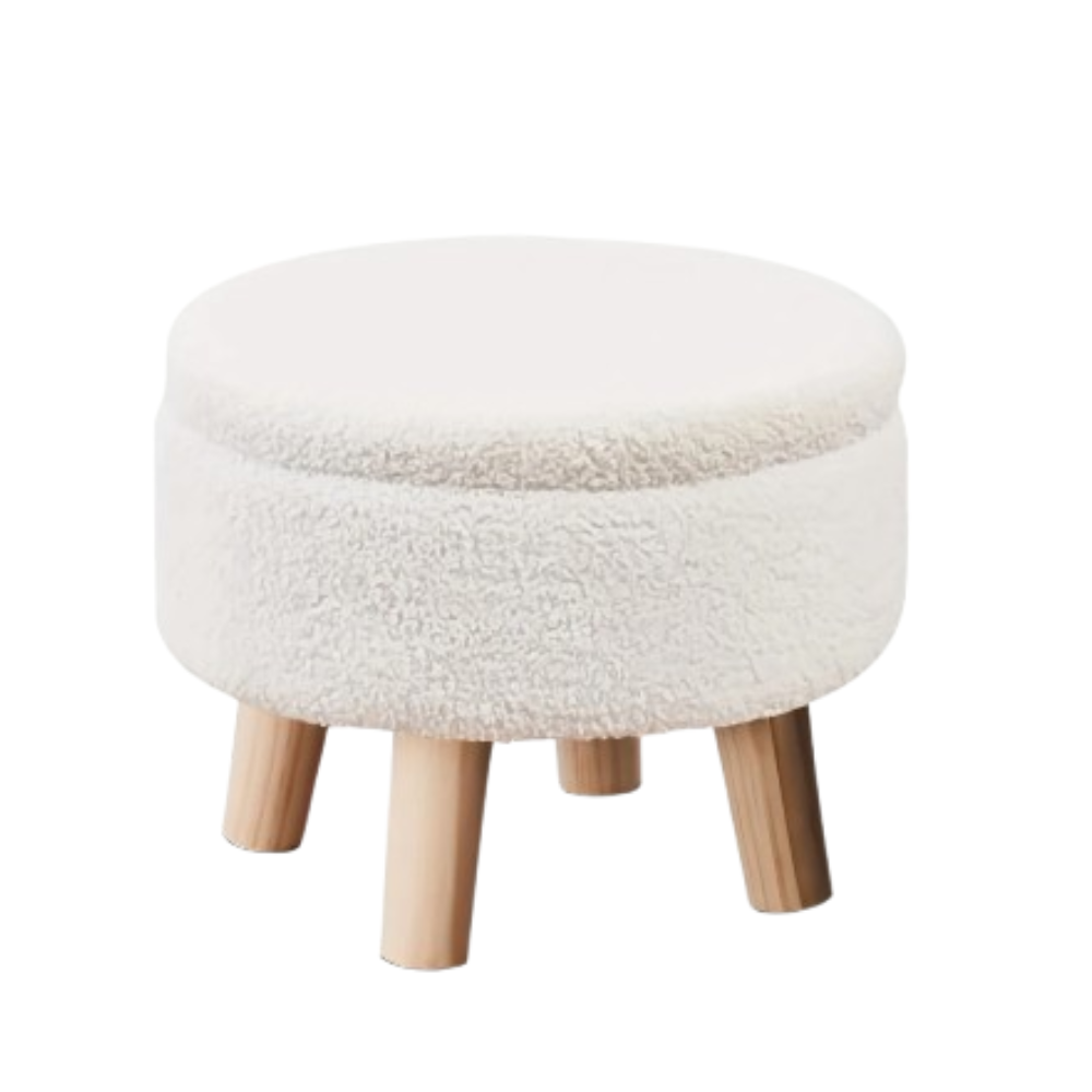 Velvet Round Ottoman Stool